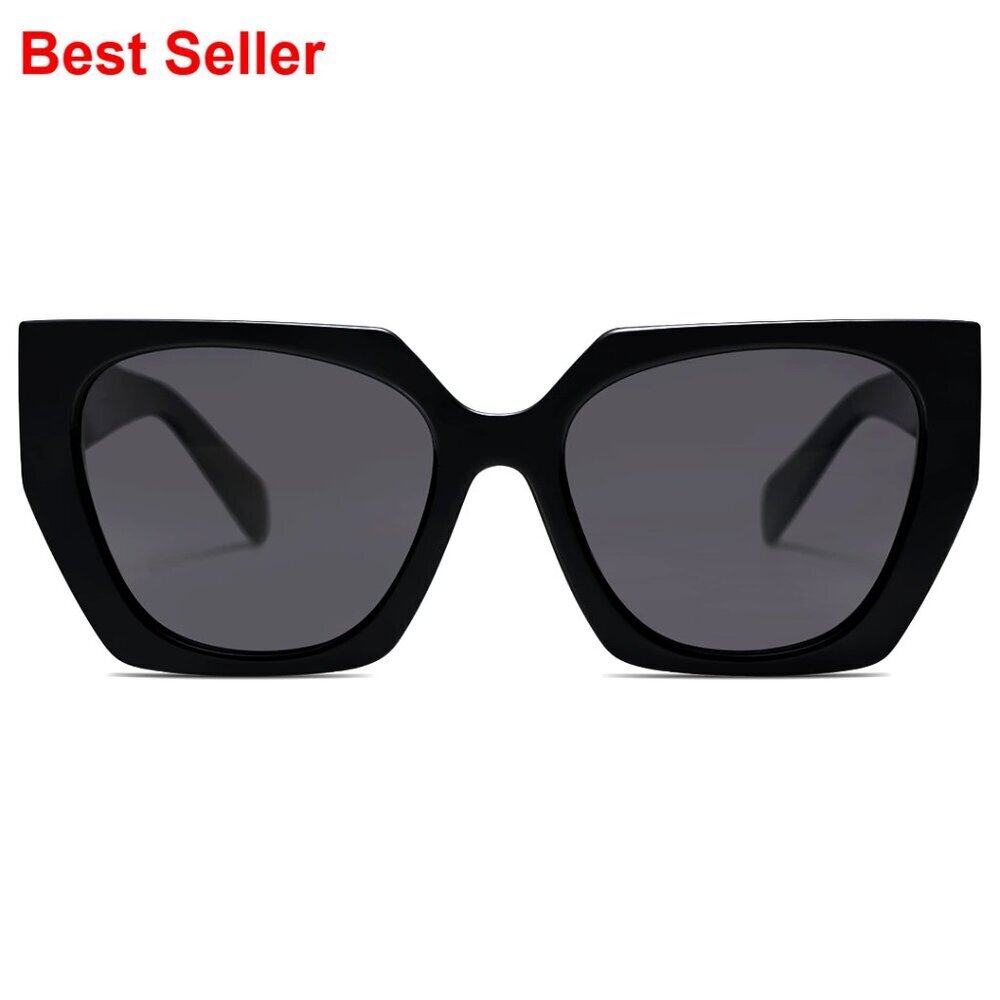 Large Oversized Polarized Sunglasses, Square Cateye Style, UV400 Protection